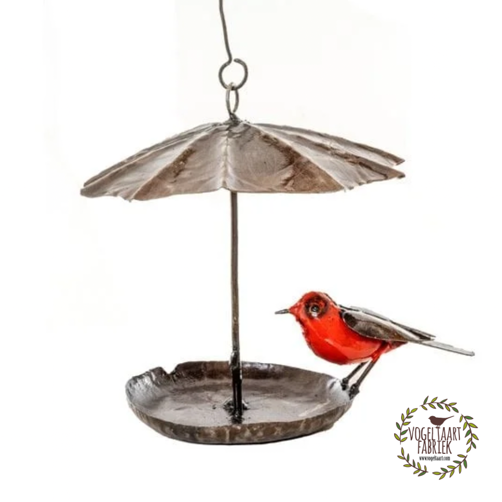 ZIMBA-ARTS METALEN ROBIN HANGENDE PARAPLU VOGELVOERDER