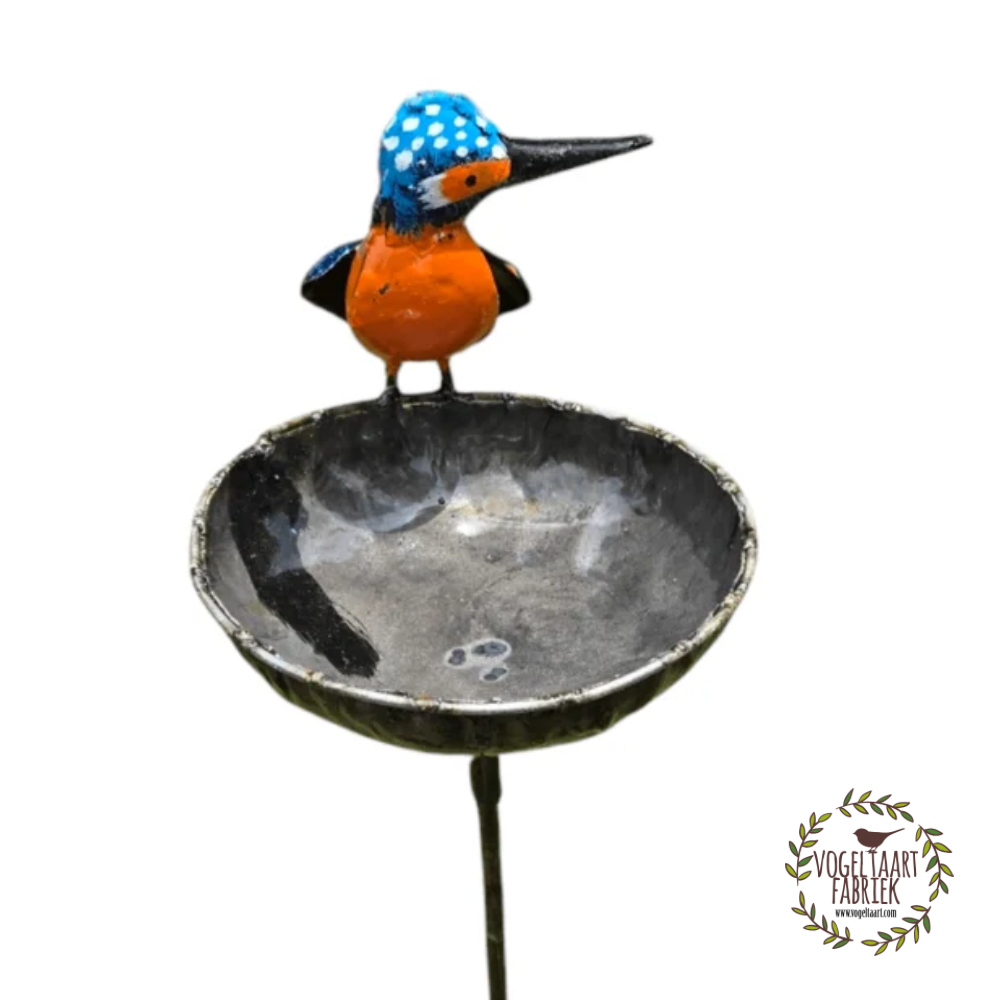 Metalen baby kingfisher kom op stok